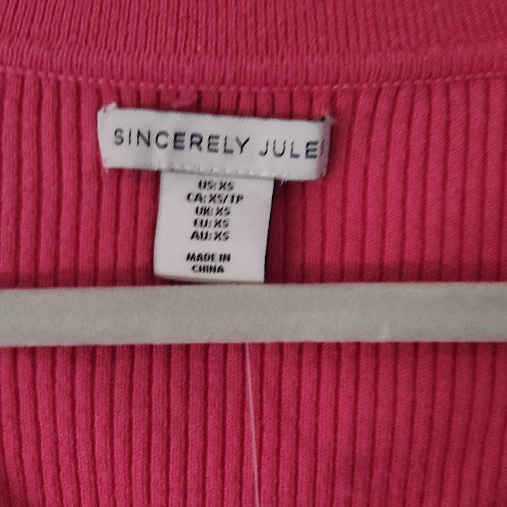 Vibrant Pink Ribbed Cardigan - Picture 2 of 2